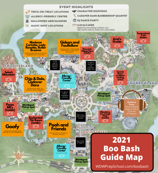 2021 Boo Bash Guide Map - Walt Disney World - Magic Kingdom