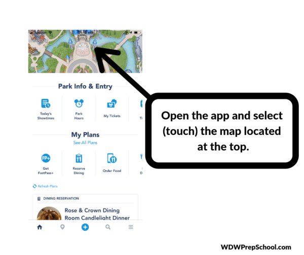 My Disney Experience App - how to find the characters step 1