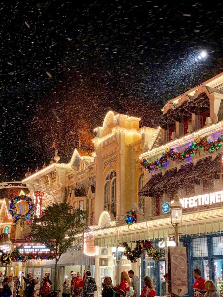 snow on main street very merriest after hours 2021