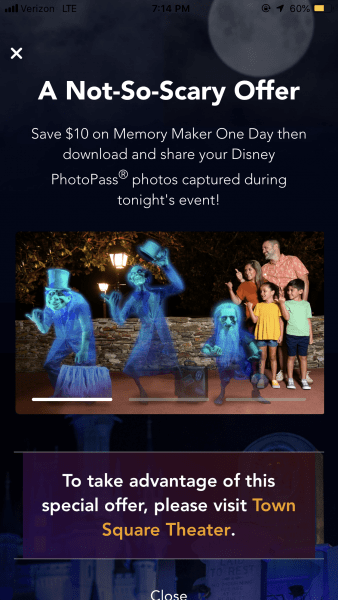Memory Maker deal for Mickey's Not So Scary Halloween Party