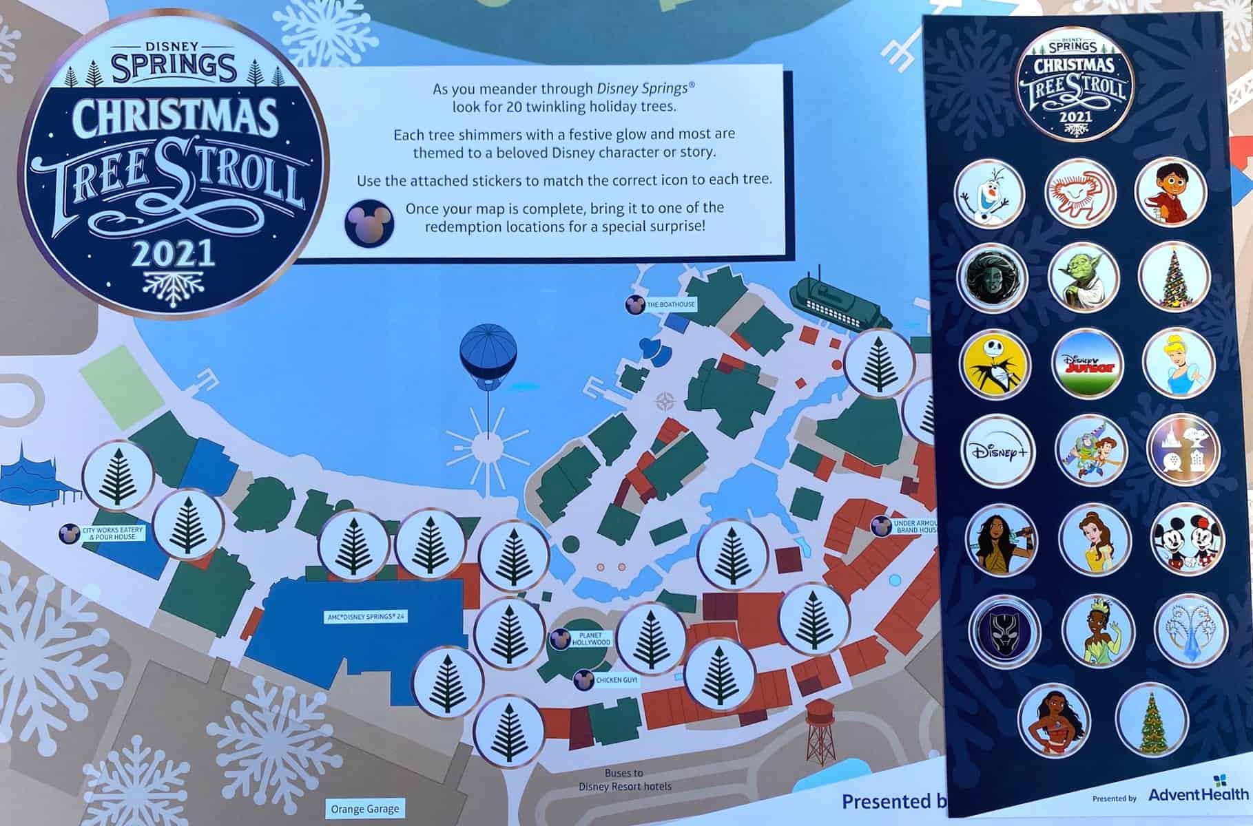 2021 disney springs christmas tree stroll map