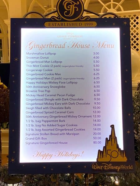 grand floridian gingerbread house 2021 menu