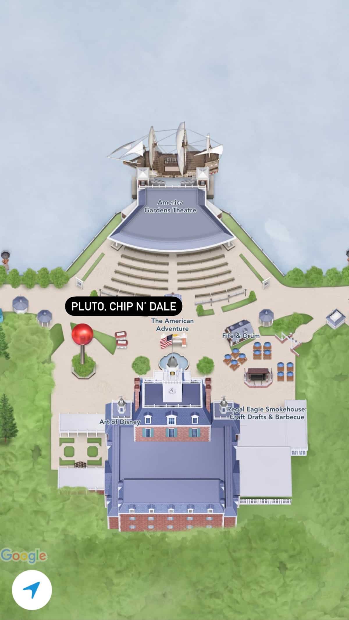 Epcot 2022 Flower and Garden Festival - Pluto and Chip 'n Dale topiaries map