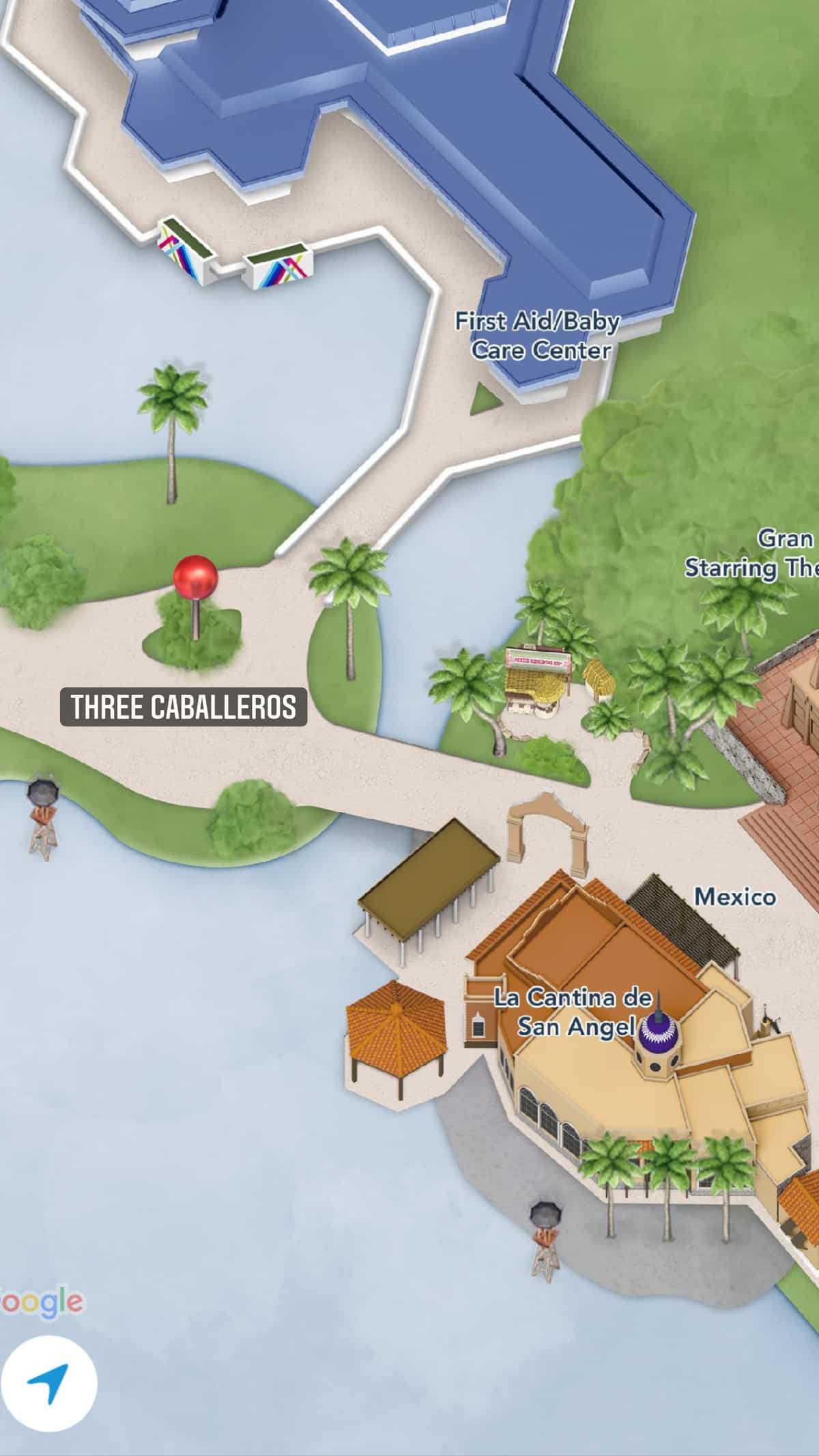 Epcot 2022 Flower and Garden Festival - Three Caballeros topiaries map