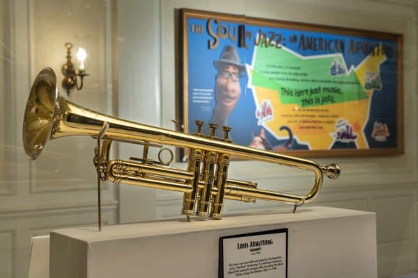 louis armstrong's trumpet at the soul of jazz exhibit in epcot