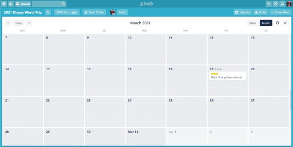 Trello calendar example
