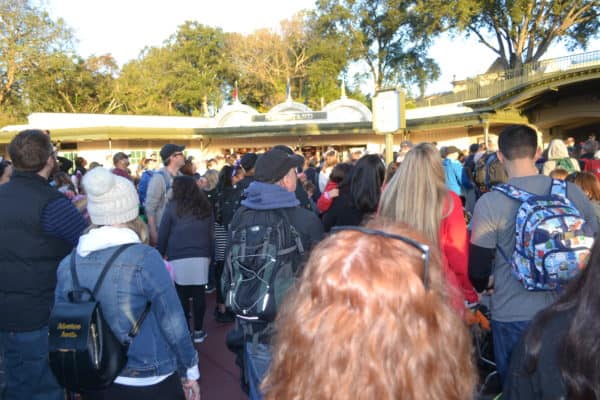 Crowd waiting to get into Magic Kingdom