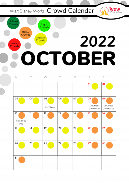October 2022 Disney World Crowd Calendar