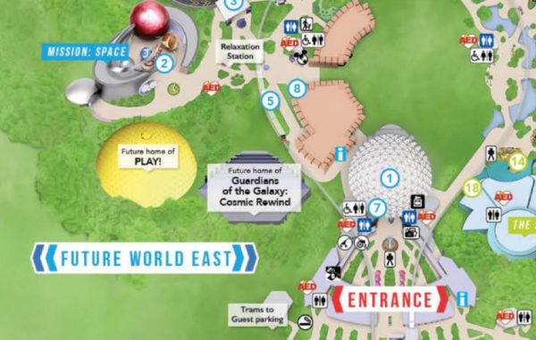 guardians of the galaxy: cosmic rewind on epcot guide map