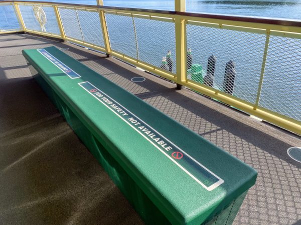 benches on the ferry boat