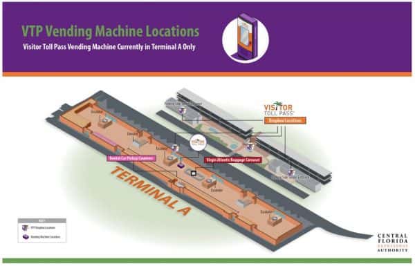 Visitor Toll Pass vending machine map