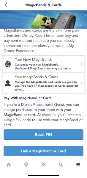 magicband access in my disney experience app