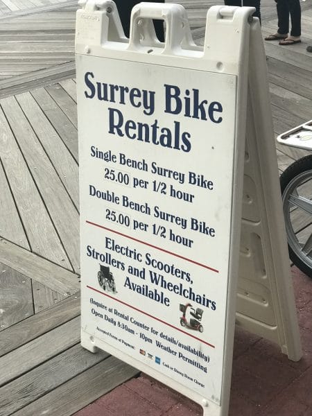 surrey bike rental sign