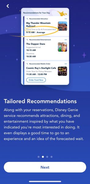 disney genie tailored recommendations