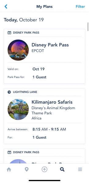 view my plans in my disney experience
