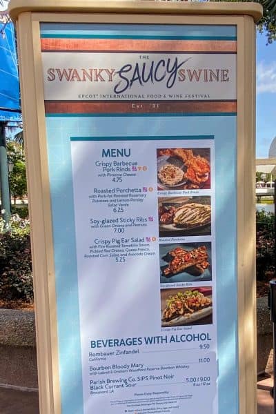 the swanky saucy swine booth menu epcot international food and wine festival