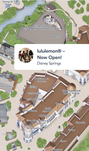 Lululemon location on map at Disney Springs
