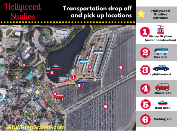 Hollywood Studios transportation drop off and pick up locations