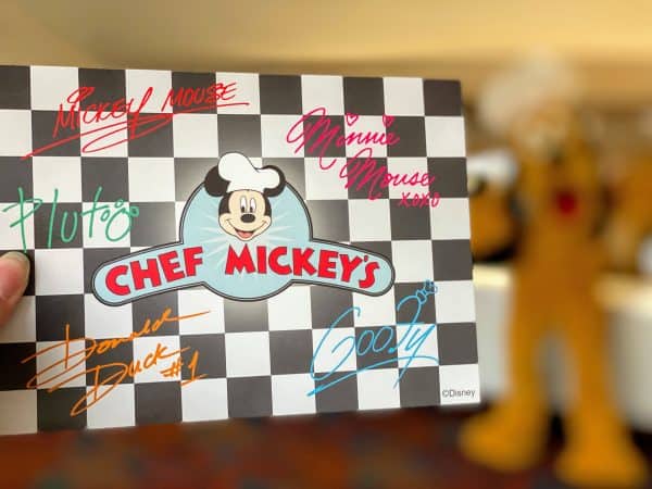 Chef Mickey's autograph card