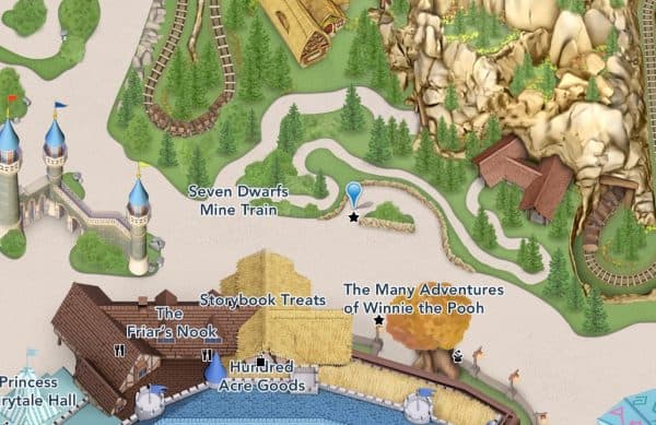 Seven Dwarfs Mine Train on Magic Kingdom map