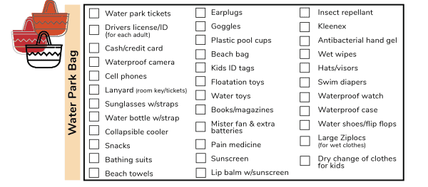 Packing list for Water Park