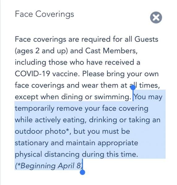 wdw face covering policy update