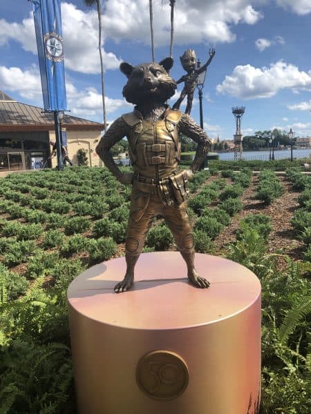 rocket and groot fab 50 statue epcot